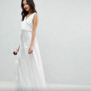 White Satin Ruffle Dress